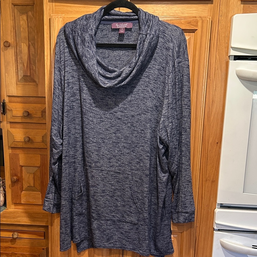 Gloria Vanderbilt Casual cowl neck long sleeved tunic with front pocket 2X